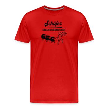 Schäfer Chef Selbstständigkeit Betrieb Gründen - Männer Premium Bio T-Shirt - Rot - Vorne - Damien (186cm)