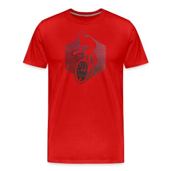 Vélo de route pour hommes Vélo de route pour femmes Vélo de route - T-shirt bio Premium Homme - rouge - Devant - Damien (186cm)