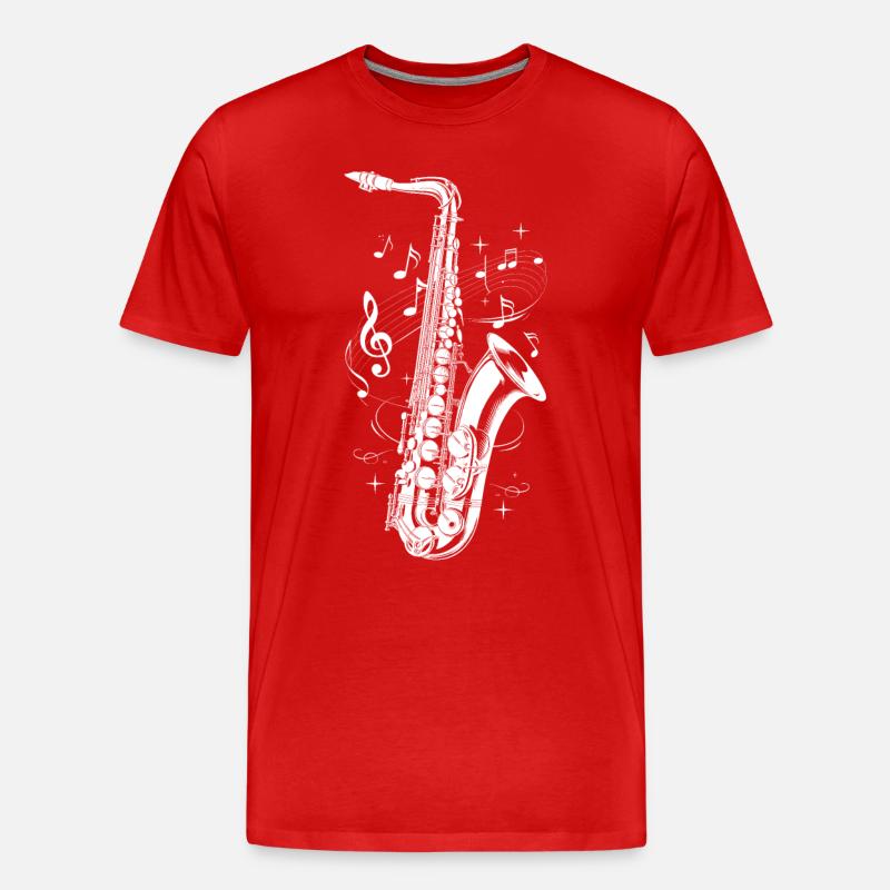 Saksofoni nuoteilla - Miesten premium luomu-t-paita - punainen