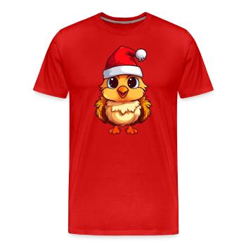 Poussin festif : la joie de Noël en plumage - T-shirt bio Premium Homme - rouge - Devant - Damien (186cm)