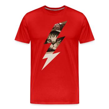 Lightning cat - Men's Premium Organic T-Shirt - red - Front - Damien (186cm)