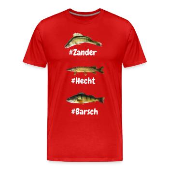 pike perch favorite fish fishing anglers - Men's Premium Organic T-Shirt - red - Front - Damien (186cm)
