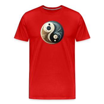 Abstraktes Yin Yang - Chinesisches Symbol - Gleichgewicht - Männer Premium Bio T-Shirt - Rot - Vorne - Damien (186cm)