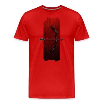 Archery Elegance: Bow and Arrow - Men's Premium Organic T-Shirt - red - Front - Damien (186cm)