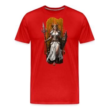 Frigg, reine d’Asgard : gardienne du royaume - T-shirt bio Premium Homme - rouge - Devant - Damien (186cm)