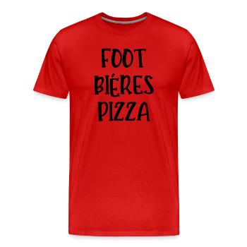 foot bières pizza - T-shirt bio Premium Homme - rouge - Devant - Damien (186cm)
