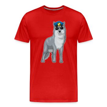 Wolf Polizist Sonnenbrille Polizei - Männer Premium Bio T-Shirt - Rot - Vorne - Damien (186cm)