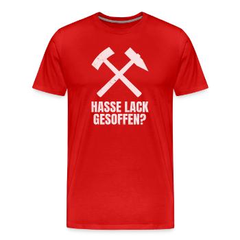 Hasse Lack Gesoffen? Ruhrpott Schlägel Und Eisen - Männer Premium Bio T-Shirt - Rot - Vorne - Damien (186cm)