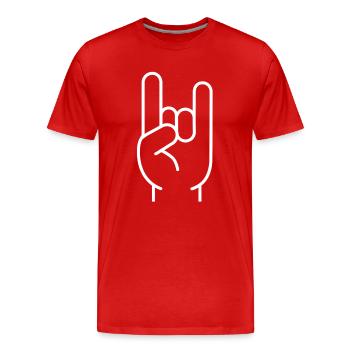 Rock Hand - Festival Pommesgabel Rock Musik Metal - Männer Premium Bio T-Shirt - Rot - Vorne - Damien (186cm)