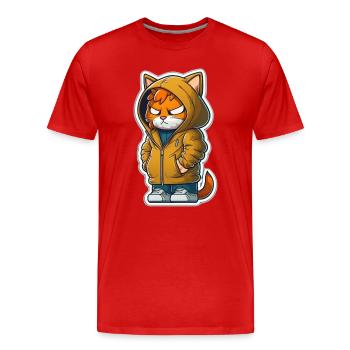 chat de bande dessinée - T-shirt bio Premium Homme - rouge - Devant - Damien (186cm)