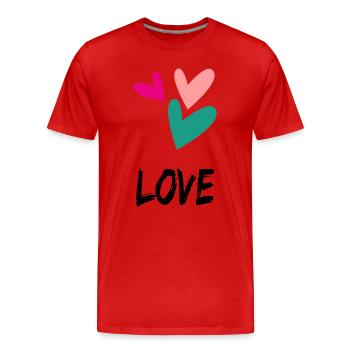 VALENTINE'S DAY. Bachelorette party. I LOVE YOU. I LOVE YOU. LOVE - Men's Premium Organic T-Shirt - red - Front - Damien (186cm)