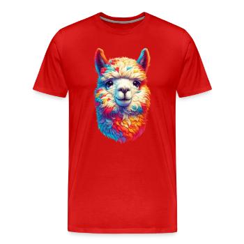 Alpaka - Männer Premium Bio T-Shirt - Rot - Vorne - Damien (186cm)