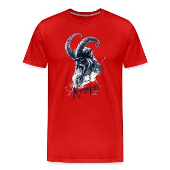 Krampus - Schwarz-weiss - Männer Premium Bio T-Shirt - Rot - Vorne - Damien (186cm)