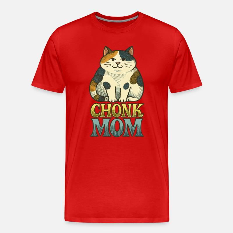 Chonk Mama Katze Katze - Männer Premium Bio T-Shirt - Rot