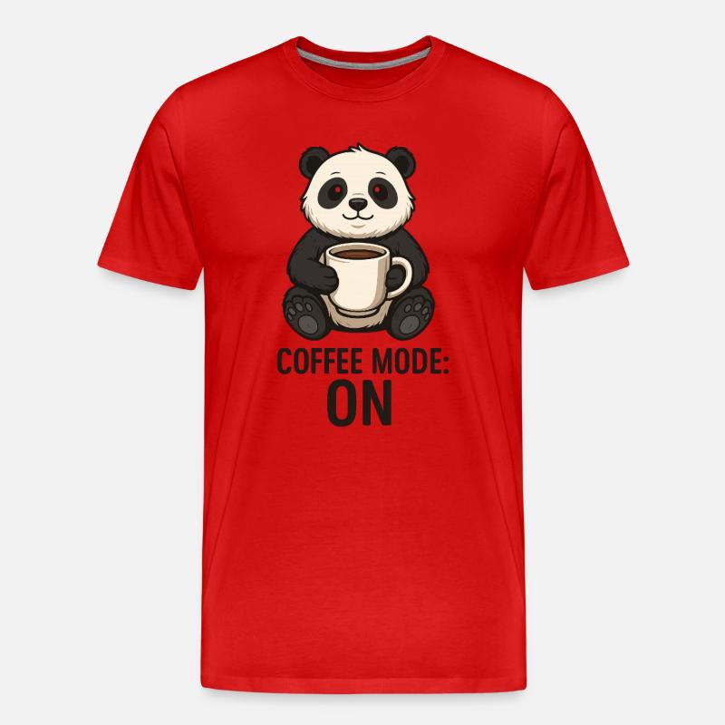 Kaffee Panda Modus An Tier Design  - Männer Premium Bio T-Shirt - Rot