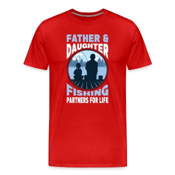 Pêche Père et Fille - Organisation Partenaire pour la Vie - T-shirt bio Premium Homme - rouge - Devant - Damien (186cm)