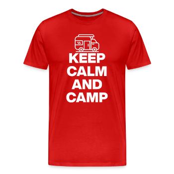 RESTEZ CALMES ET CAMPEZ ! VANLIFE VANLOVE MOTORHOME - T-shirt bio Premium Homme - rouge - Devant - Damien (186cm)