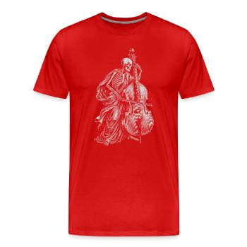 Skeleton plays double bass - Men's Premium Organic T-Shirt - red - Front - Damien (186cm)