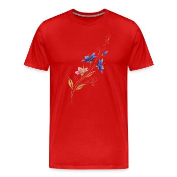 Liane fleur dorée Bleu Rose - T-shirt bio Premium Homme - rouge - Devant - Damien (186cm)