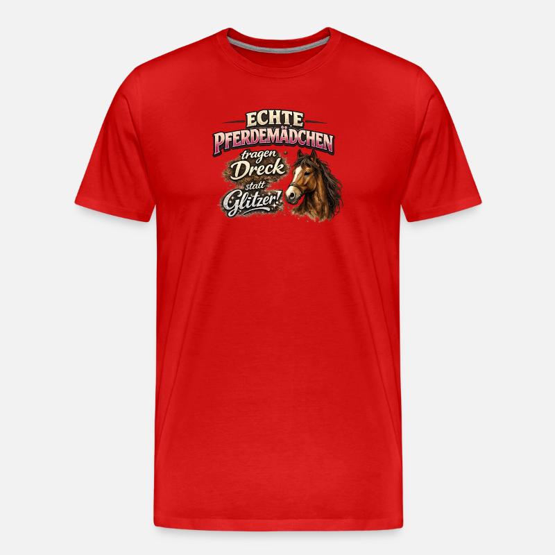 Echte Pferdemädchen: Dreck statt Glitzer - Männer Premium Bio T-Shirt - Rot