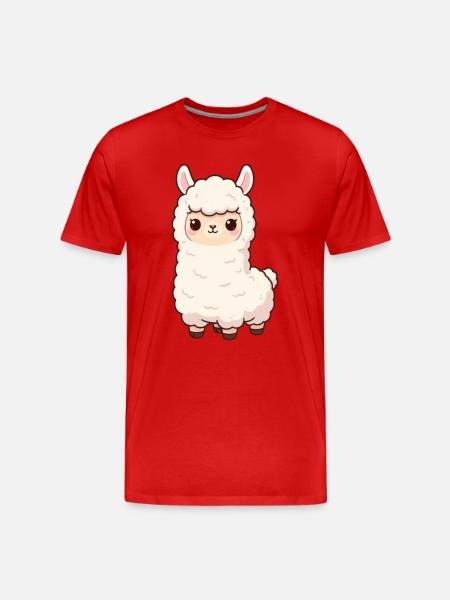 Alpaca Kawaii Gift Birthday - Men's Premium Organic T-Shirt - red