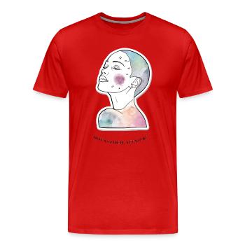 Vitiligo : Positivité corporelle, pas un bug, une caractéristique - T-shirt bio Premium Homme - rouge - Devant - Damien (186cm)