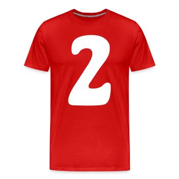 Zwei: Minimalistische Ziffer 2 | Zweiter - Männer Premium Bio T-Shirt - Rot - Vorne - Damien (186cm)