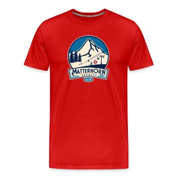 Matterhorn Zermatt Skifahren auf 4478 Metern Höhe - Männer Premium Bio T-Shirt - Rot - Vorne - Damien (186cm)