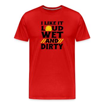 J’aime ça Bruyant Sale Dire Hommes de chantier - T-shirt bio Premium Homme - rouge - Devant - Damien (186cm)