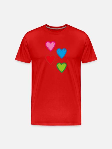 Hearts - Men's Premium Organic T-Shirt - red