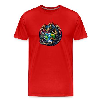 Umweltverschmutzung Drache Mülltonne - Männer Premium Bio T-Shirt - Rot - Vorne - Damien (186cm)