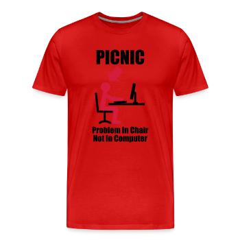 PICNIC - Problem in Chair, not in Computer - - Men's Premium Organic T-Shirt - red - Front - Damien (186cm)