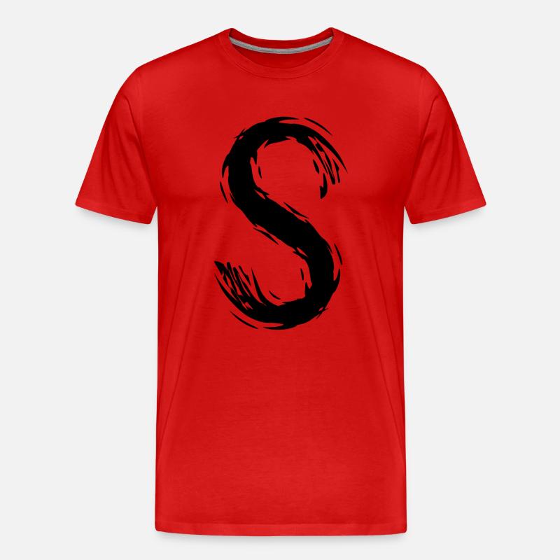 Buchstabe S Schwarz - Männer Premium Bio T-Shirt - Rot