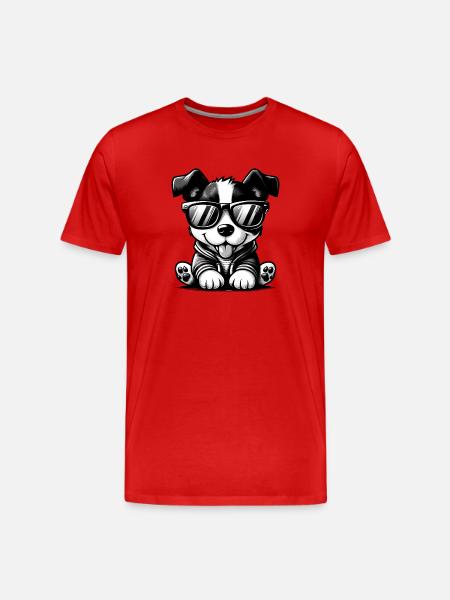 Cute Dachshund Dog - Men's Premium Organic T-Shirt - red