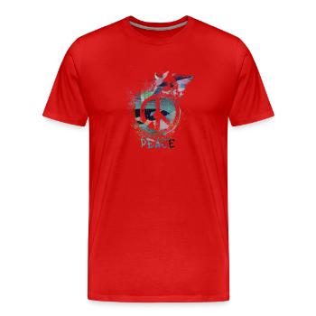 paix, graffiti, paix, drapeau, paix, sourd - T-shirt bio Premium Homme - rouge - Devant - Damien (186cm)