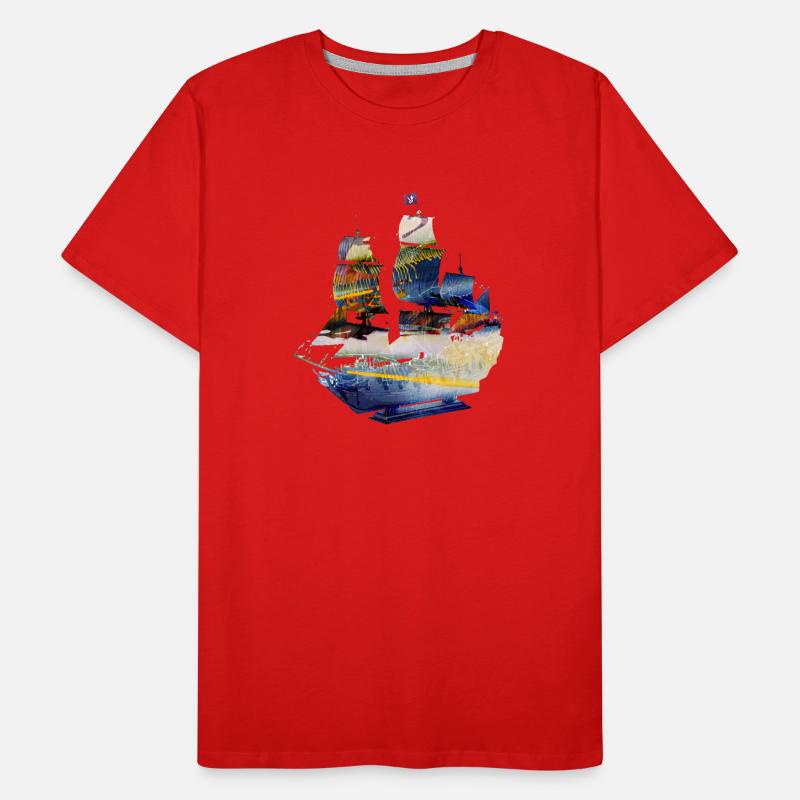 segelschiff,Schiff,Boot,Graffiti, Blau, Malerei Männer Premium Bio T-Shirt