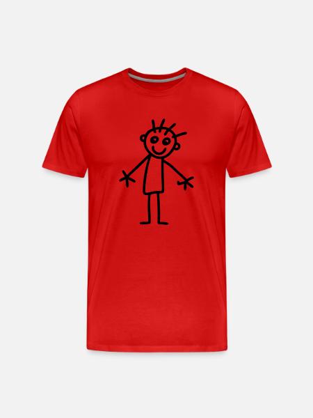 Strichmännchen Kinderzeichnung - Männer Premium Bio T-Shirt - Rot