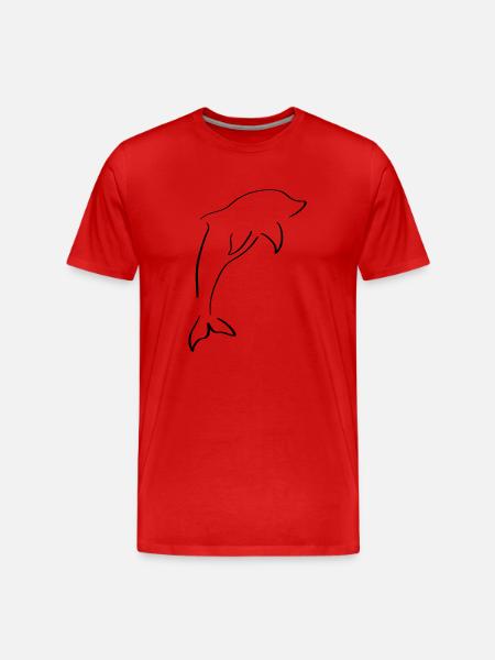 Delfin Line Art - Minimalistisk - Herre Premium T-shirt økologisk - rød