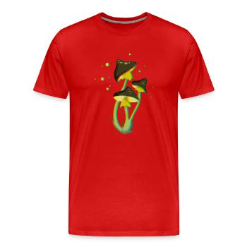 Dessin Champignon Trippy Fluo 3D et Psychédélique - T-shirt bio Premium Homme - rouge - Devant - Damien (186cm)