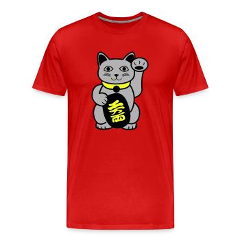 Maneki Waving Chat - T-shirt bio Premium Homme - rouge - Devant - Damien (186cm)