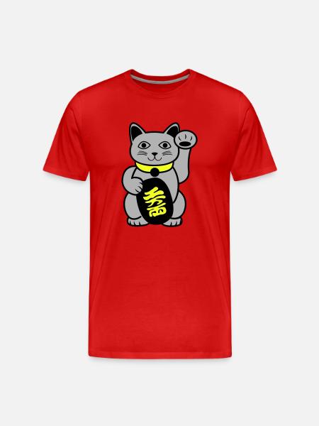 Maneki Waving Chat - T-shirt bio Premium Homme - rouge