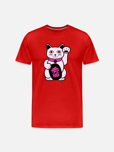 Maneki Winkekatze - Männer Premium Bio T-Shirt - Rot