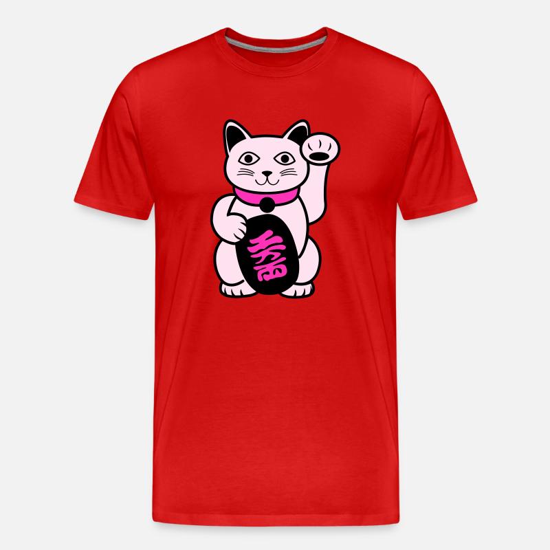 Maneki Winkekatze - Männer Premium Bio T-Shirt - Rot
