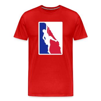 Extreme Sports Hobby Rock Climbing - Men's Premium Organic T-Shirt - red - Front - Damien (186cm)