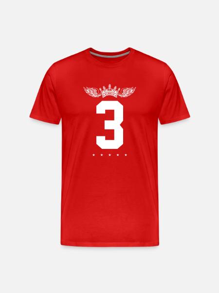 3 Zahl Krone - Männer Premium Bio T-Shirt - Rot