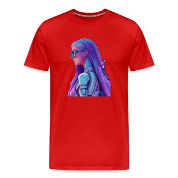 Space Fighter - Männer Premium Bio T-Shirt - Rot - Vorne - Damien (186cm)