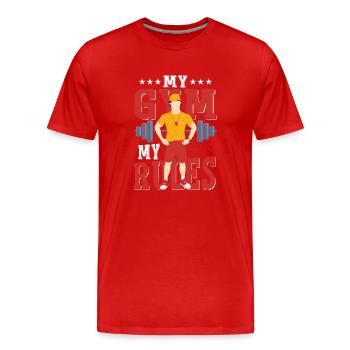My Gym My Rules School Physical Education - Men's Premium Organic T-Shirt - red - Front - Damien (186cm)