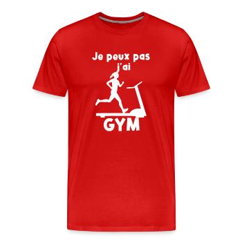 Je peux pas j'ai gym - T-shirt bio Premium Homme - rouge - Devant - Damien (186cm)
