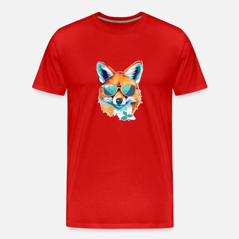Iky, der bebrillte Fuchs - Männer Premium Bio T-Shirt - Rot
