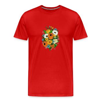 Composition florale type années 70 - T-shirt bio Premium Homme - rouge - Devant - Damien (186cm)